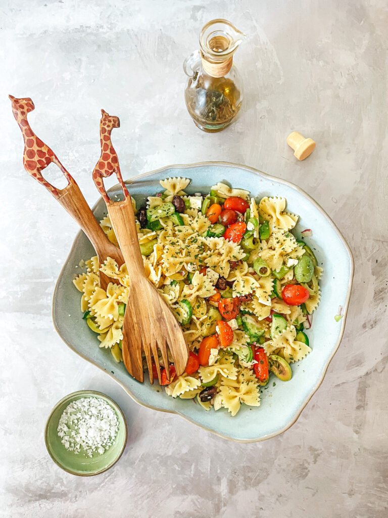 Greek pasta salad bowl